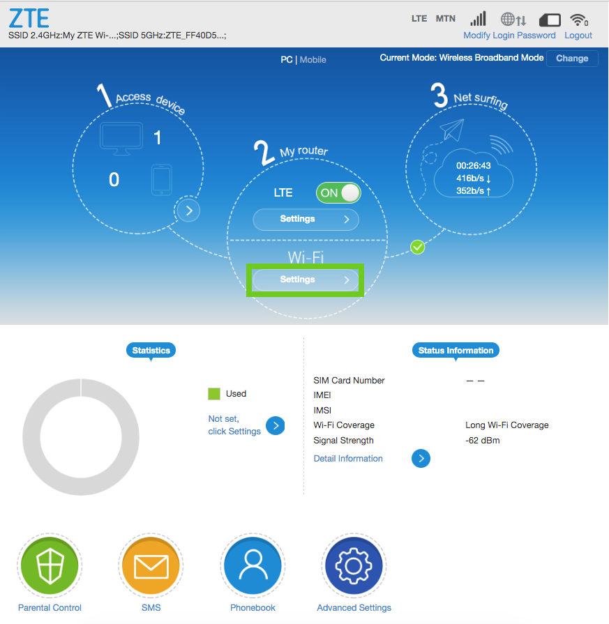 ssid How to change the ZTE LTE Device SSID and WiFi password